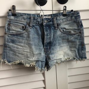 Free People Distressed Jean Cut Off Shorts